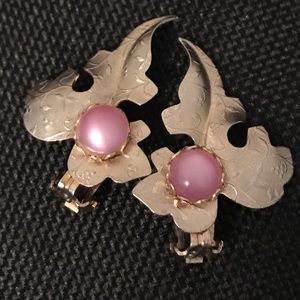 Pink Moonstone and Silver Earrings